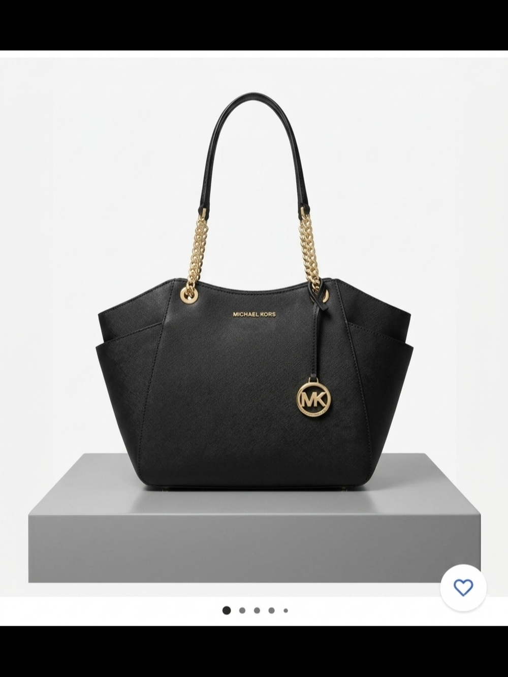 Michael Kors Black Saffiano Tote with Gold Chain Accents Medium